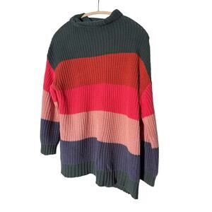 American Eagle Multicolored Mock Neck Oversized Striped Sweater Sz XS